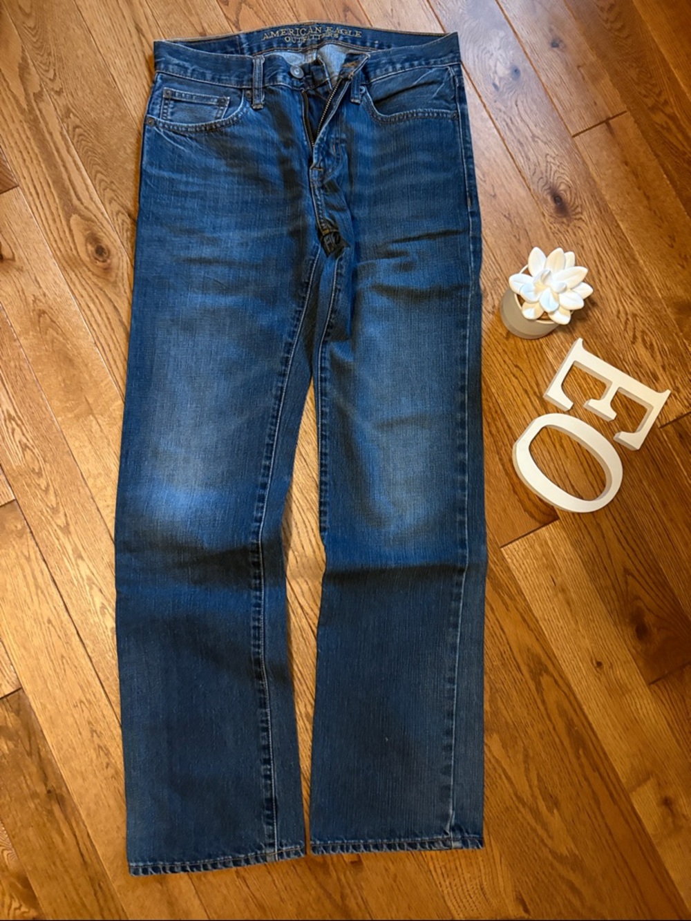 American Eagle Outfitters Medium Dark Blue Straight Leg Jeans